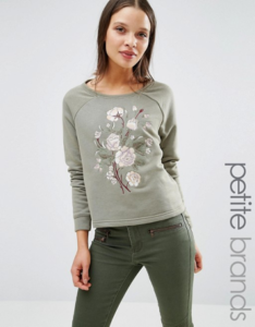 New Look Petite Embroidered Sweatshirt Sweater ASOS, $28.00